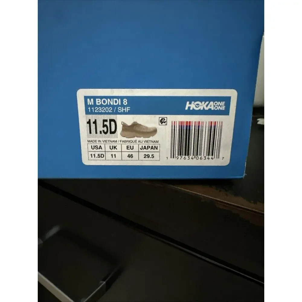 New Men's Size 11.5 D Hoka Bondi 8 Light Brown Running Shoes 1123202-SHF